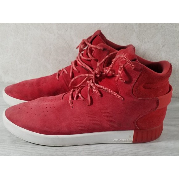 Adidas Originals Tubular Invader Men's 13 Suede Trainers Shoes Boots Lace up Red - Picture 7 of 8